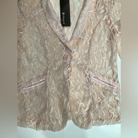 Allegra K Lace Blazer - Light Pink - Picture 4 of 7